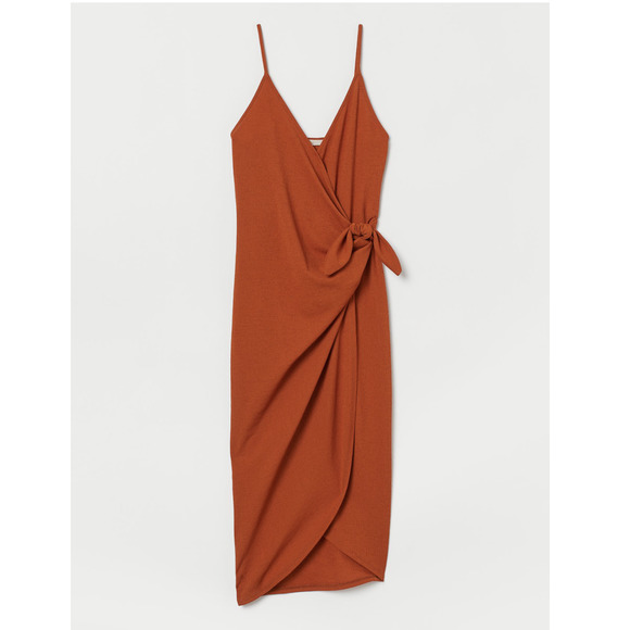 H&M Dresses & Skirts - H&M Orange tie waist wrap V-neck Dress